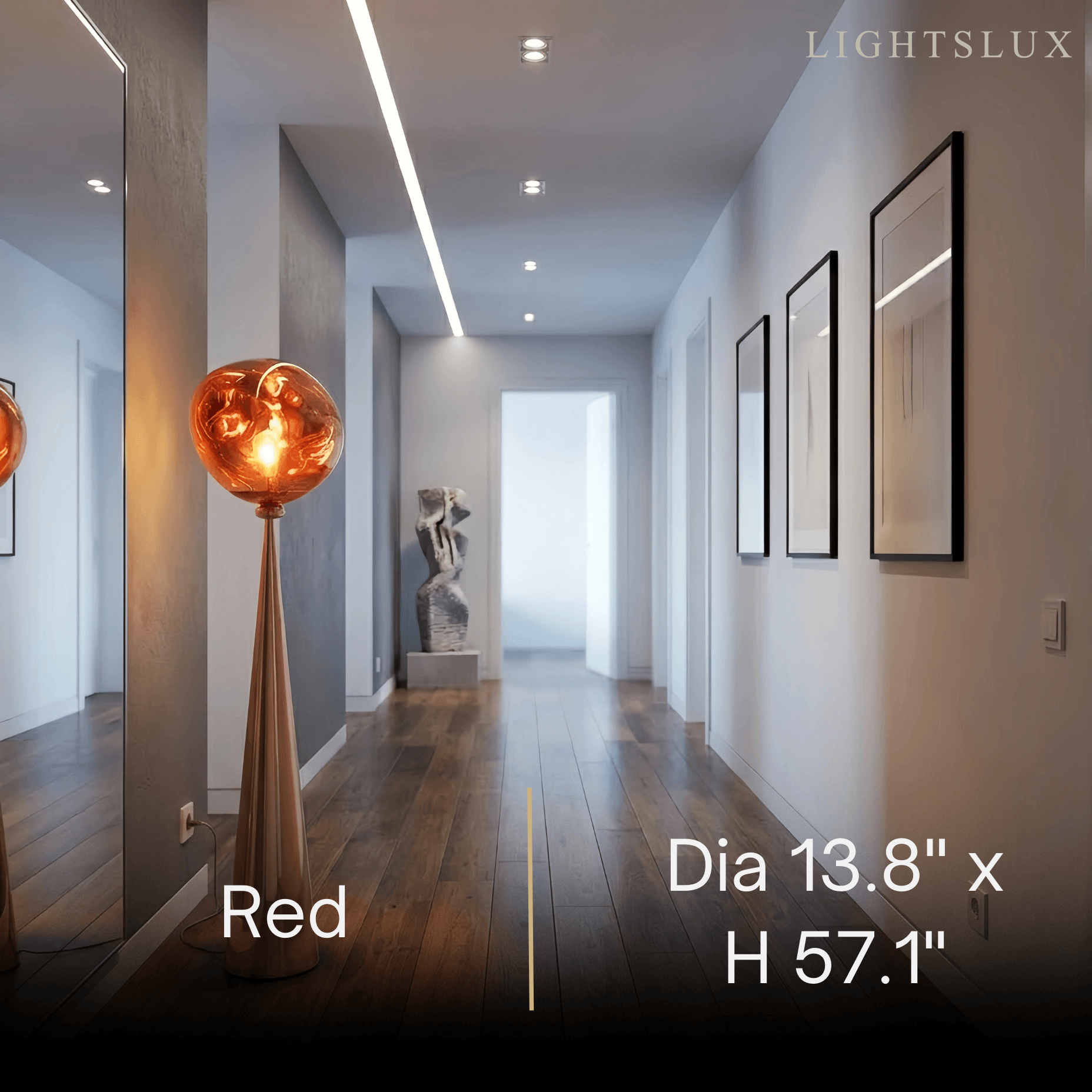 Contemporary Floor Lamp – Distorted Spherical Metal & Acrylic