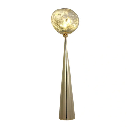 Contemporary Floor Lamp – Distorted Spherical Metal & Acrylic