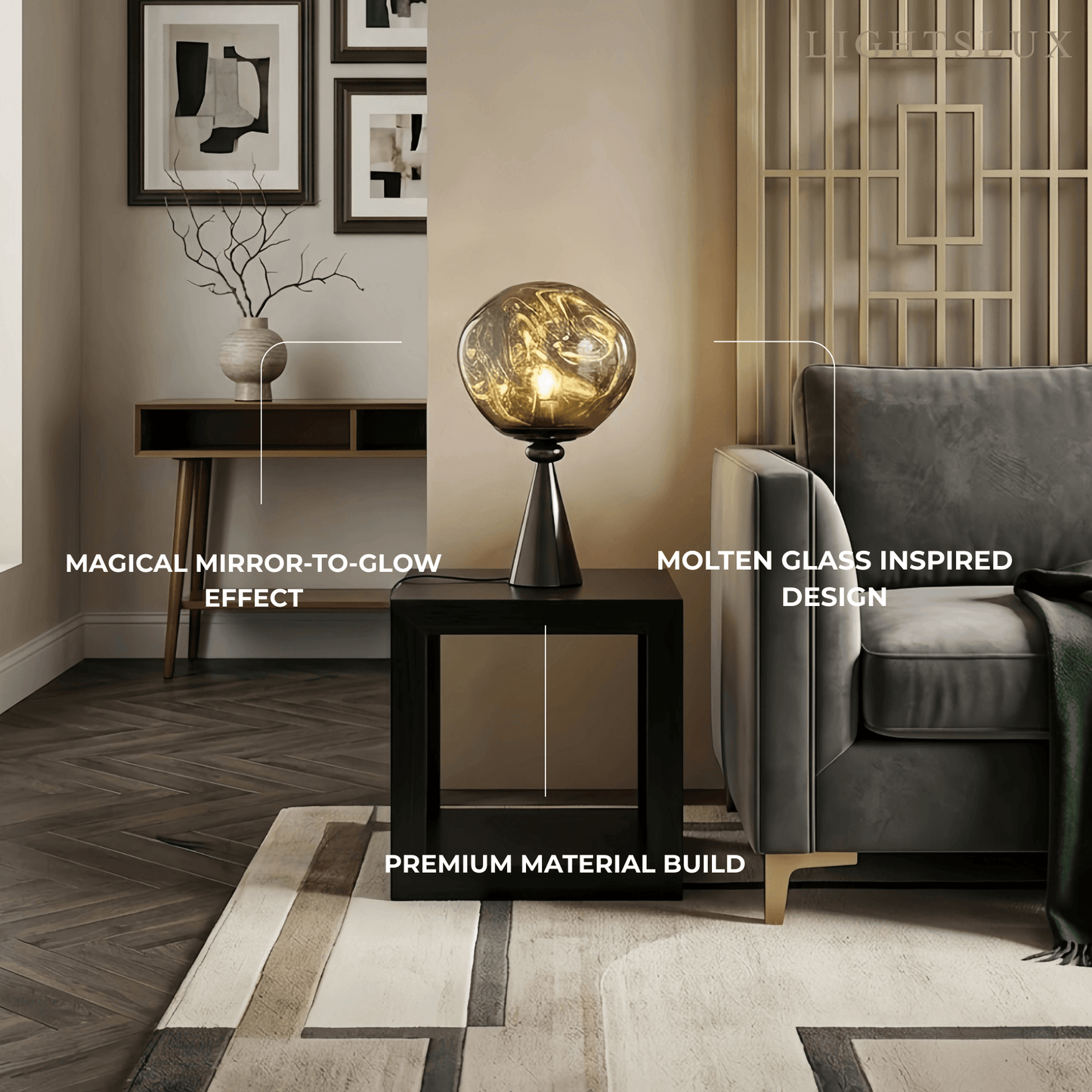 Contemporary Distorted Table Lamp – Metal & Acrylic