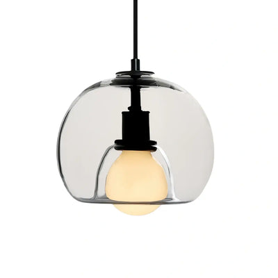  Minimalist Glass Pendant Light – Metal Clear Smoke Cognac