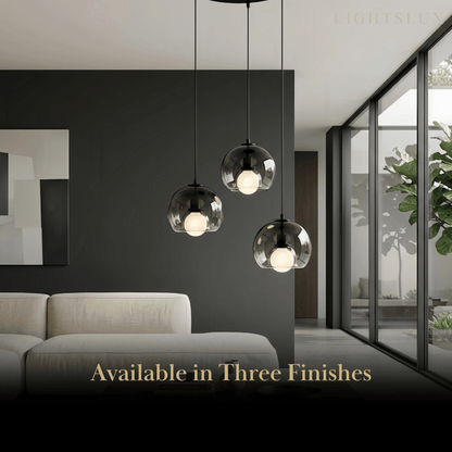  Minimalist Glass Pendant Light – Metal Clear Smoke Cognac