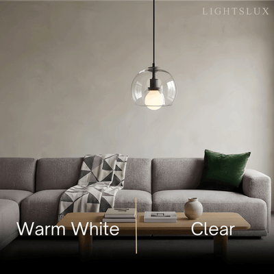  Minimalist Glass Pendant Light – Metal Clear Smoke Cognac