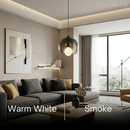  Minimalist Glass Pendant Light – Metal Clear Smoke Cognac