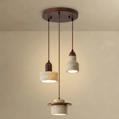 Pendant – Travertine & Wood Walnut Beige for Dining Room