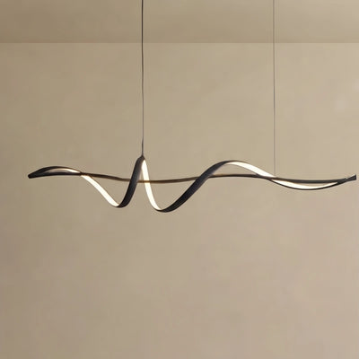 Arcato Modern LED Wave Pendant Light — Black Aluminum for Dining Room