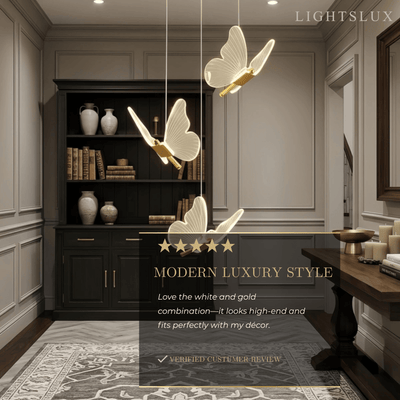 Modern Light‑Luxury Pendant Light — Metal & Acrylic with Butterfly Design
