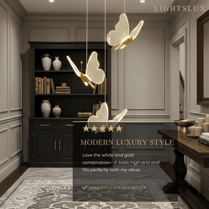 Modern Light‑Luxury Pendant Light — Metal & Acrylic with Butterfly Design