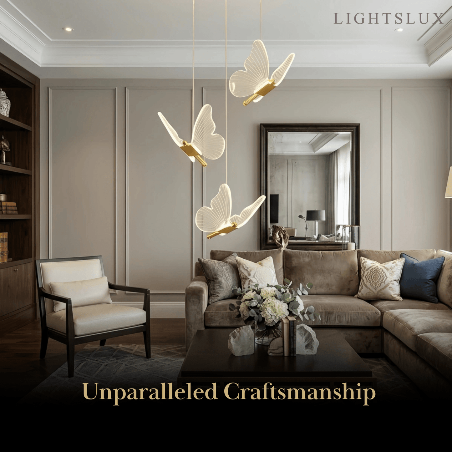 Modern Light‑Luxury Pendant Light — Metal & Acrylic with Butterfly Design