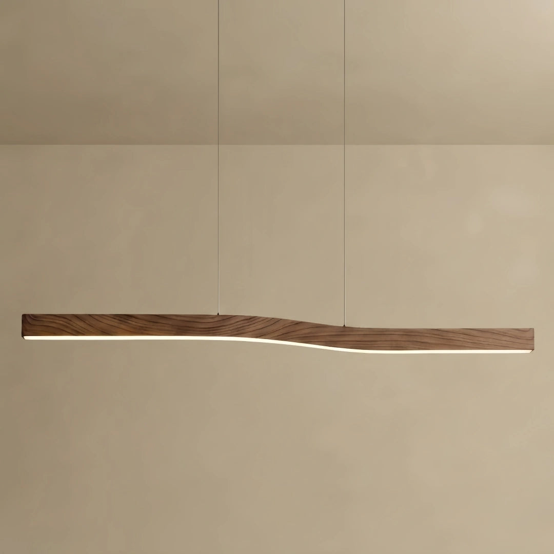 Arcato Modern Linear Pendant Light — Metal & Acrylic with Black & Dark Wood for Dining Room Living Room