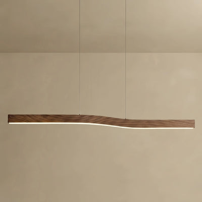 Arcato Modern Linear Pendant Light — Metal & Acrylic with Black & Dark Wood for Dining Room Living Room