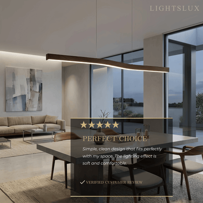 Modern Linear Pendant Light — Metal & Acrylic with Black & Dark Wood