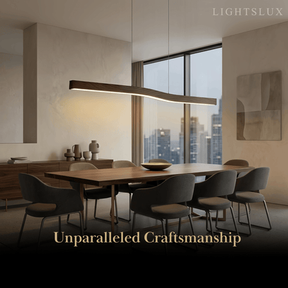 Modern Linear Pendant Light — Metal & Acrylic with Black & Dark Wood