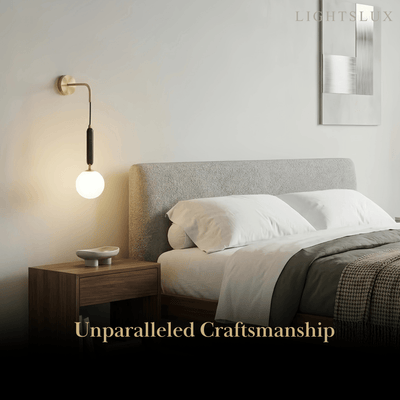 Minimalist Marble Wall Lamp — Glass & Iron with Marble Accent 