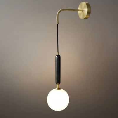 Minimalist Marble Wall Lamp — Glass & Iron with Marble Accent 