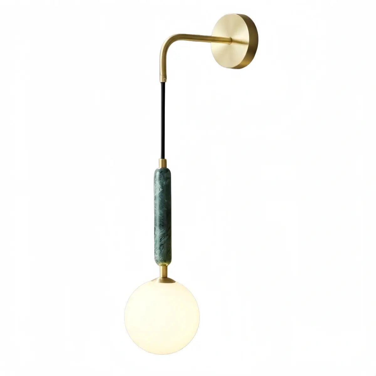 Minimalist Marble Wall Lamp — Glass & Iron with Marble Accent 