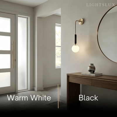 Minimalist Marble Wall Lamp — Glass & Iron with Marble Accent 