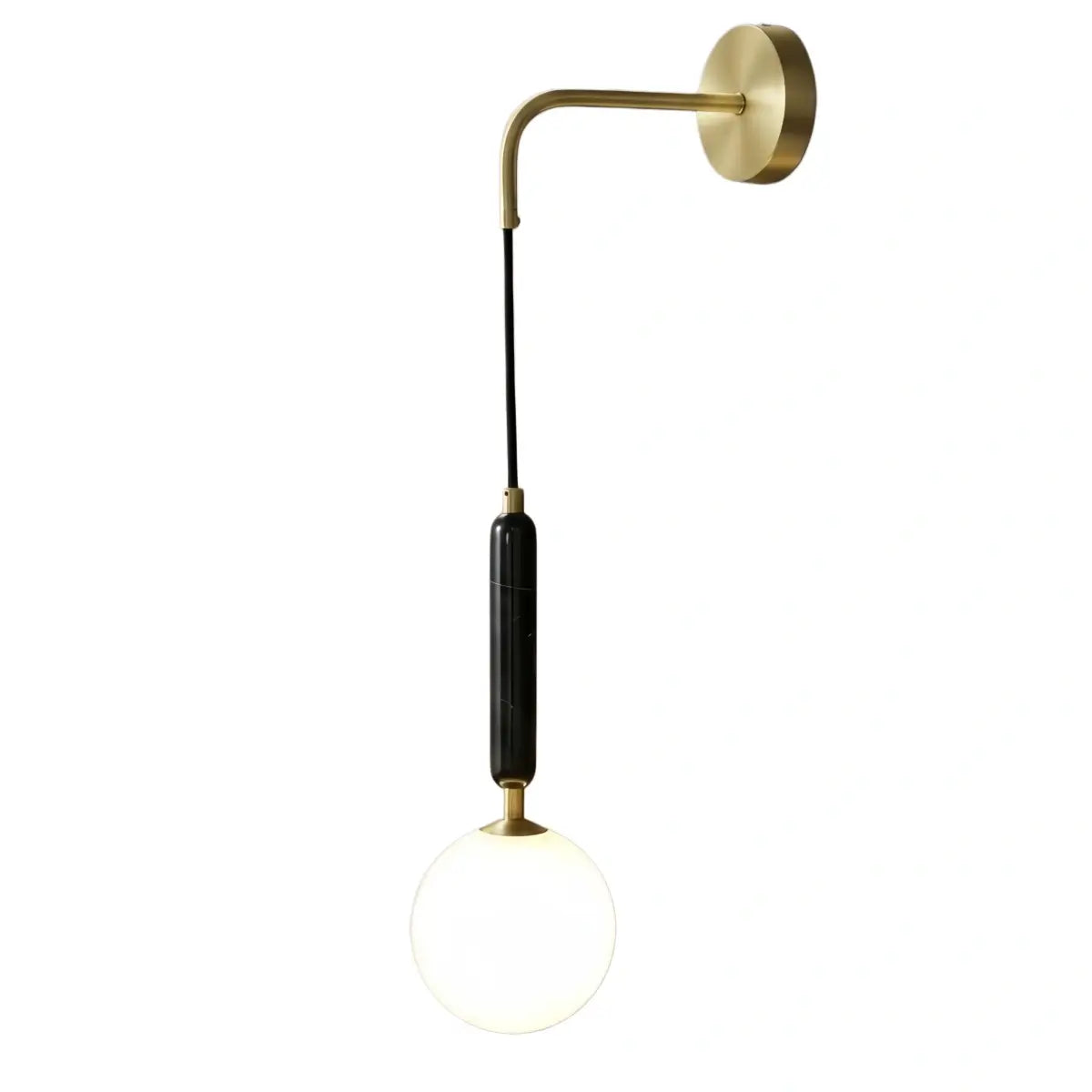 Minimalist Marble Wall Lamp — Glass & Iron with Marble Accent 