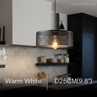 Ferron Industrial Cement Pendant Light – Six Sizes & Adjustable Cable for Kitchen Island/Dining Room/Bedroom
