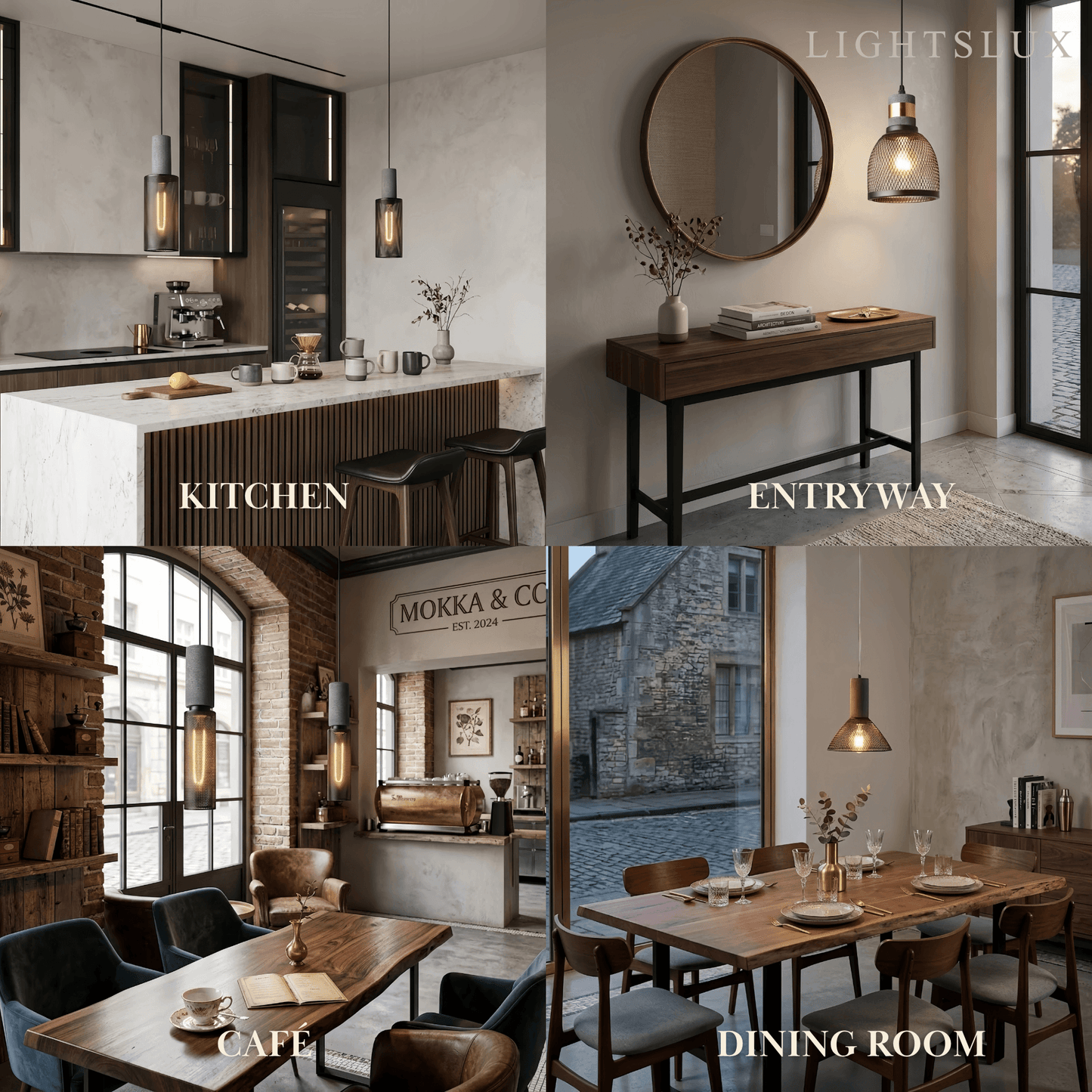 Ferron Industrial Cement Pendant Light – Six Sizes & Adjustable Cable for Kitchen Island/Dining Room/Bedroom
