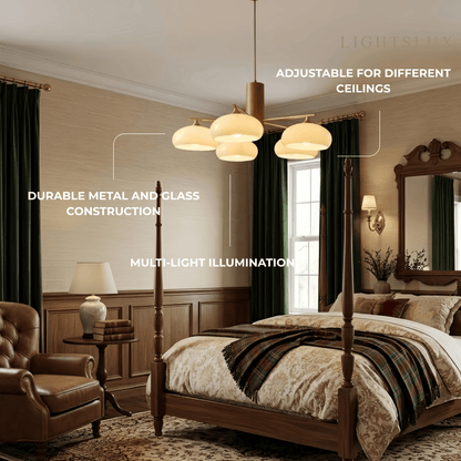 Modern Wood & Glass Chandelier 