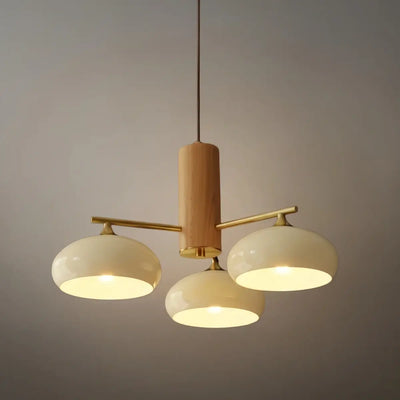 Modern Wood & Glass Chandelier 
