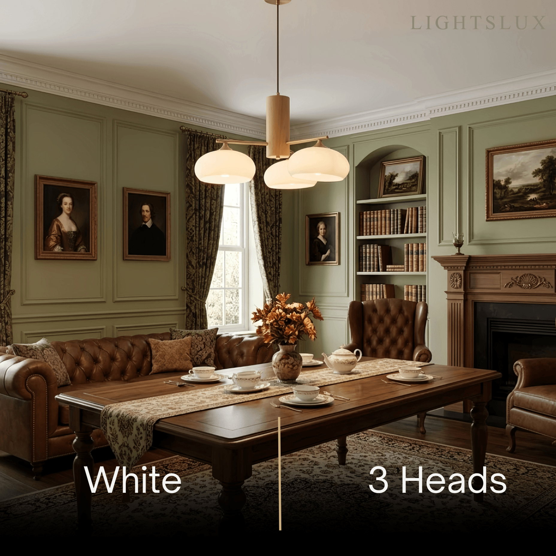 Modern Wood & Glass Chandelier 