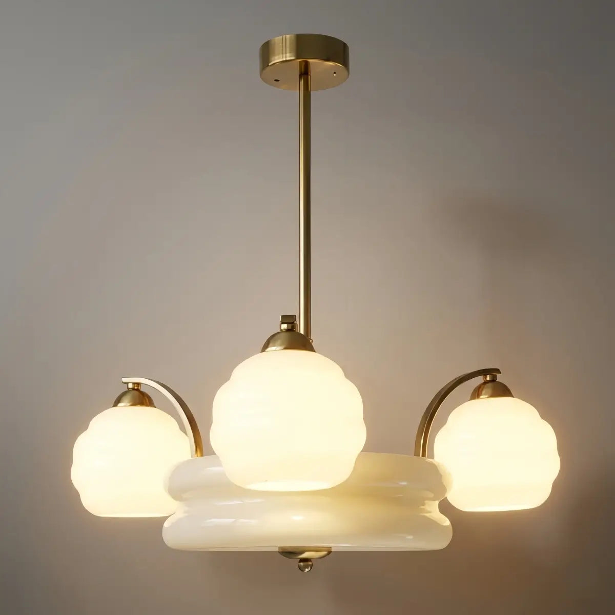 Art Deco Vintage Glass Chandelier 