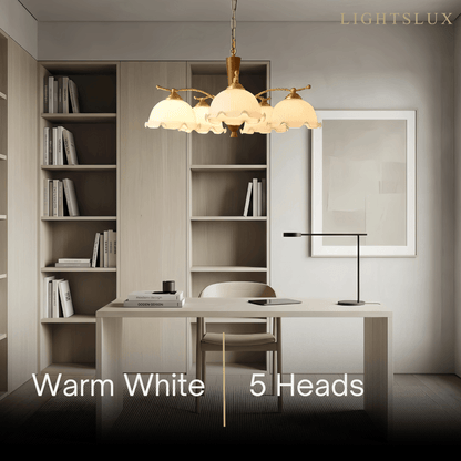 Excelis Iron Glass Walnut Wood Chandelier