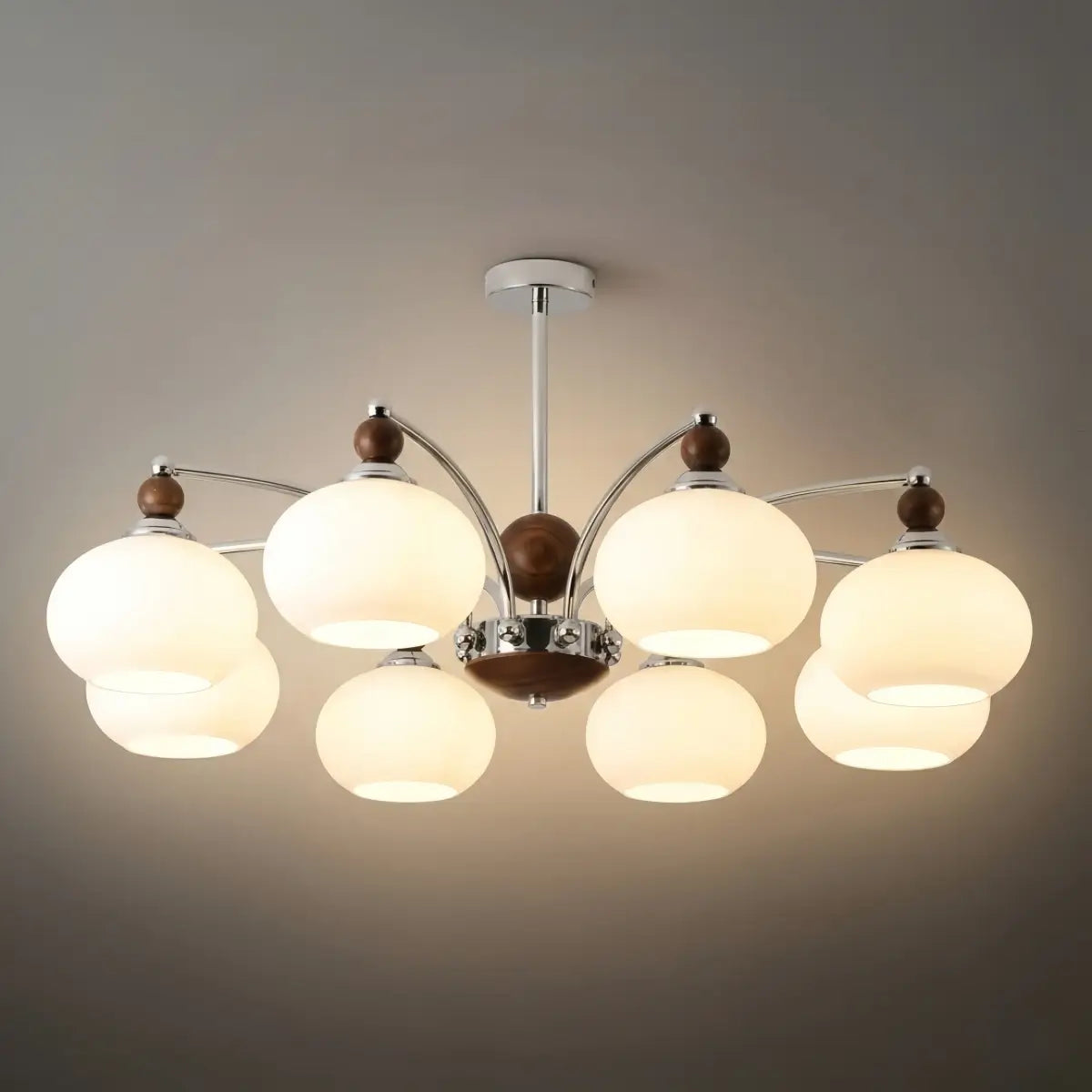 Contemporary Chandelier -- Glass & Iron & Wood for Dining Room