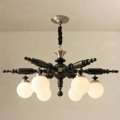 Irondale Modern Multi-Head Chandelier -- Wood & Glass 
