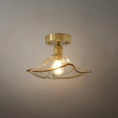 Vintage-Inspired Ceiling Light -- Brass & Amber Glass