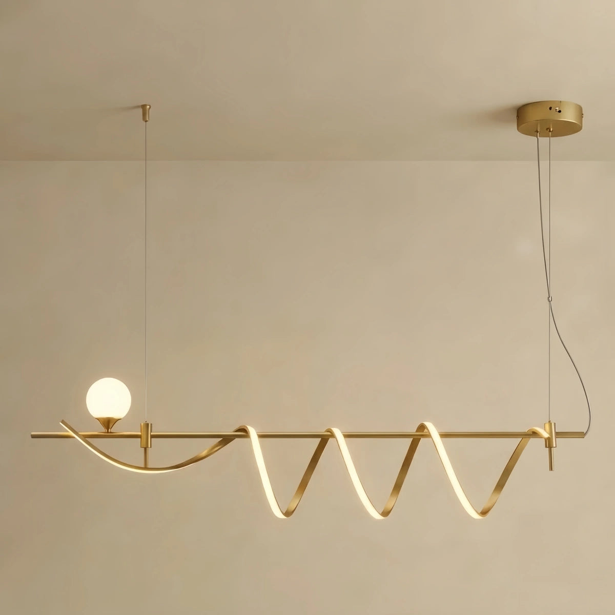 Excelis Modern Pendant Light — Metal & Silica Gel Gold Finish