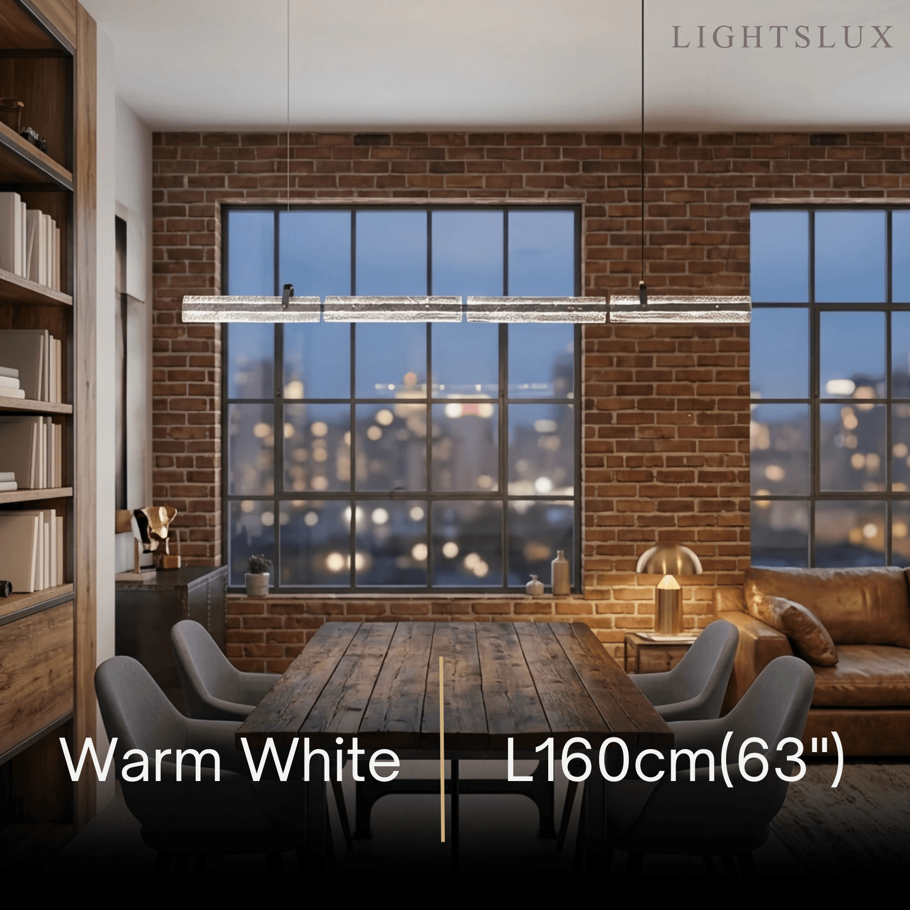 Modern Linear Pendant Light — Metal & Glass for Dining Room Kitchen Island Conference Room Living Room