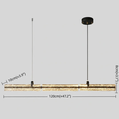 Modern Linear Pendant Light — Metal & Glass for Dining Room Kitchen Island Conference Room Living Room