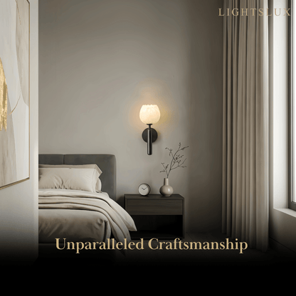 Alba  Modern Wall Lamp -- Brass & Alabaster Flowers
