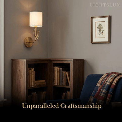 Art Deco Wall Lamp — Brass & Linen White 