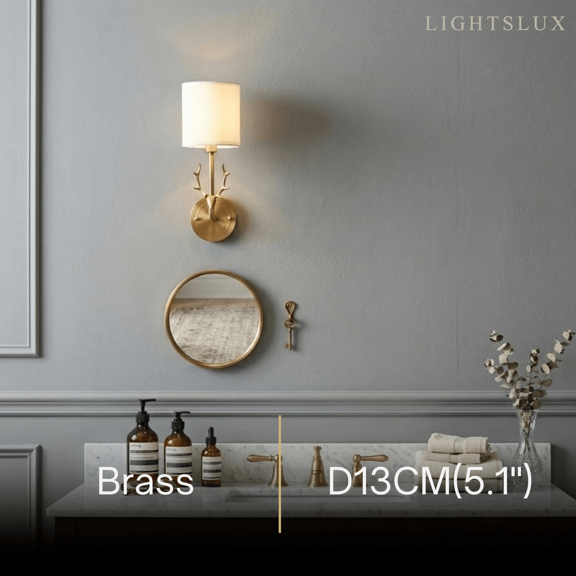 Art Deco Wall Lamp — Brass & Linen White 