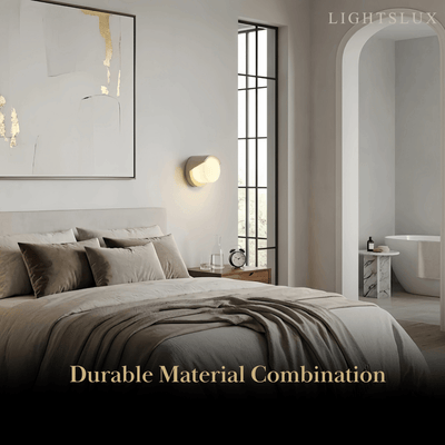 Modern Wall Lamp — Yellow Travertine & Glass White