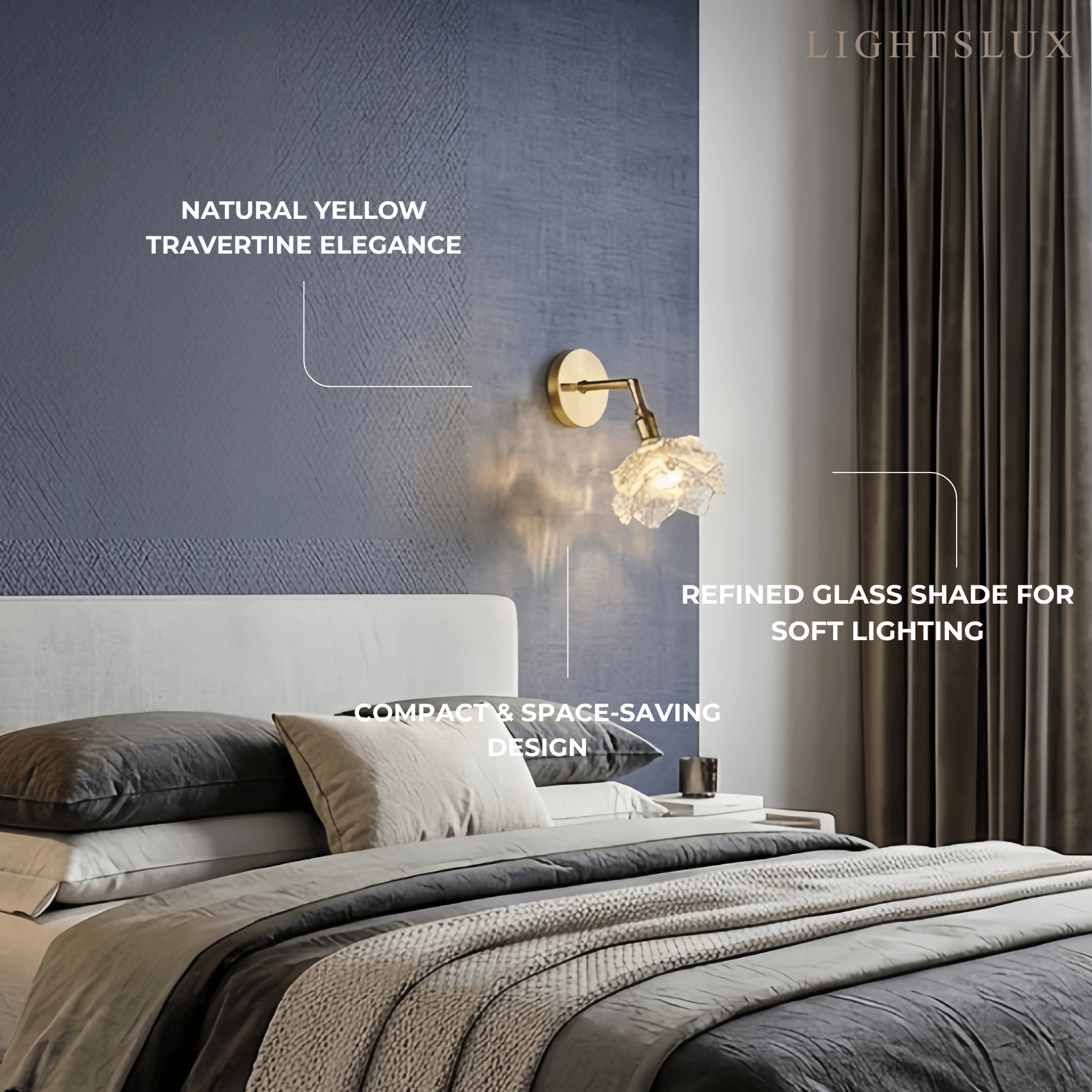 Modern Refined Wall Lamp — Glass & Brass Clear