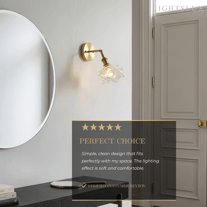 Modern Refined Wall Lamp — Glass & Brass Clear