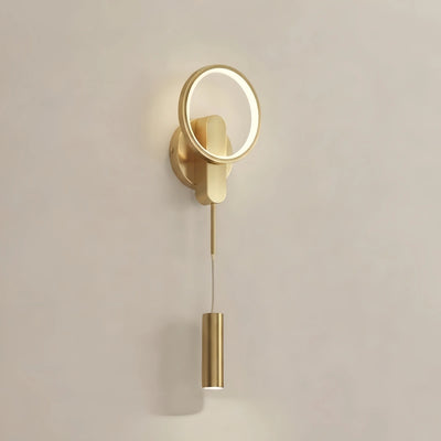 Lunara Minimalist Wall Lamp -- Brass Ring Gold/Black for Bedroom Living Room Study