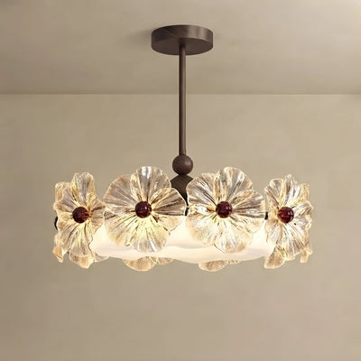 Lunara Vintage Chandelier -- Iron Glass Acrylic Walnut for Bedroom Living Room Dining Room