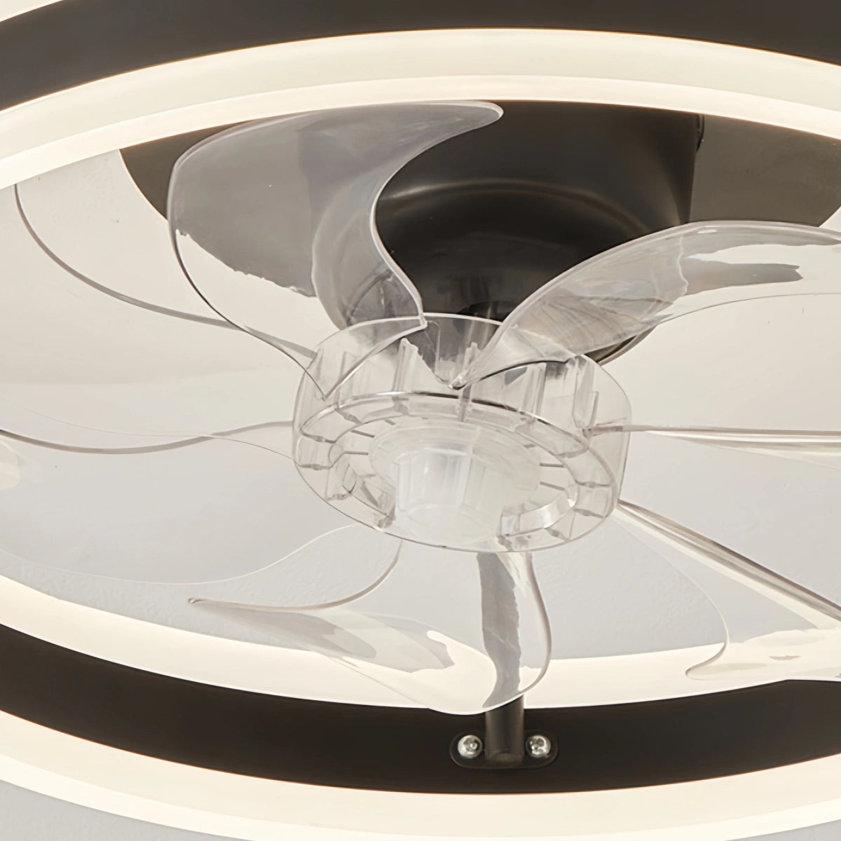 Vivara Modern Semi-Flush Ceiling Fan with Light -- Silent Black & White Iron ABS for Bedroom