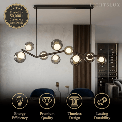 Modern Pendant Light -- Glass & Metal Smoke Grey