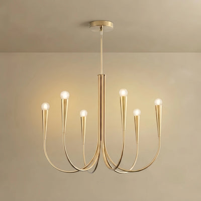 Nebula Minimalist Chandelier – Swoop Arm Globes Gold or Black 