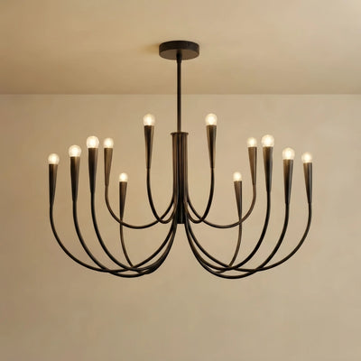 Nebula Minimalist Chandelier – Swoop Arm Globes Black