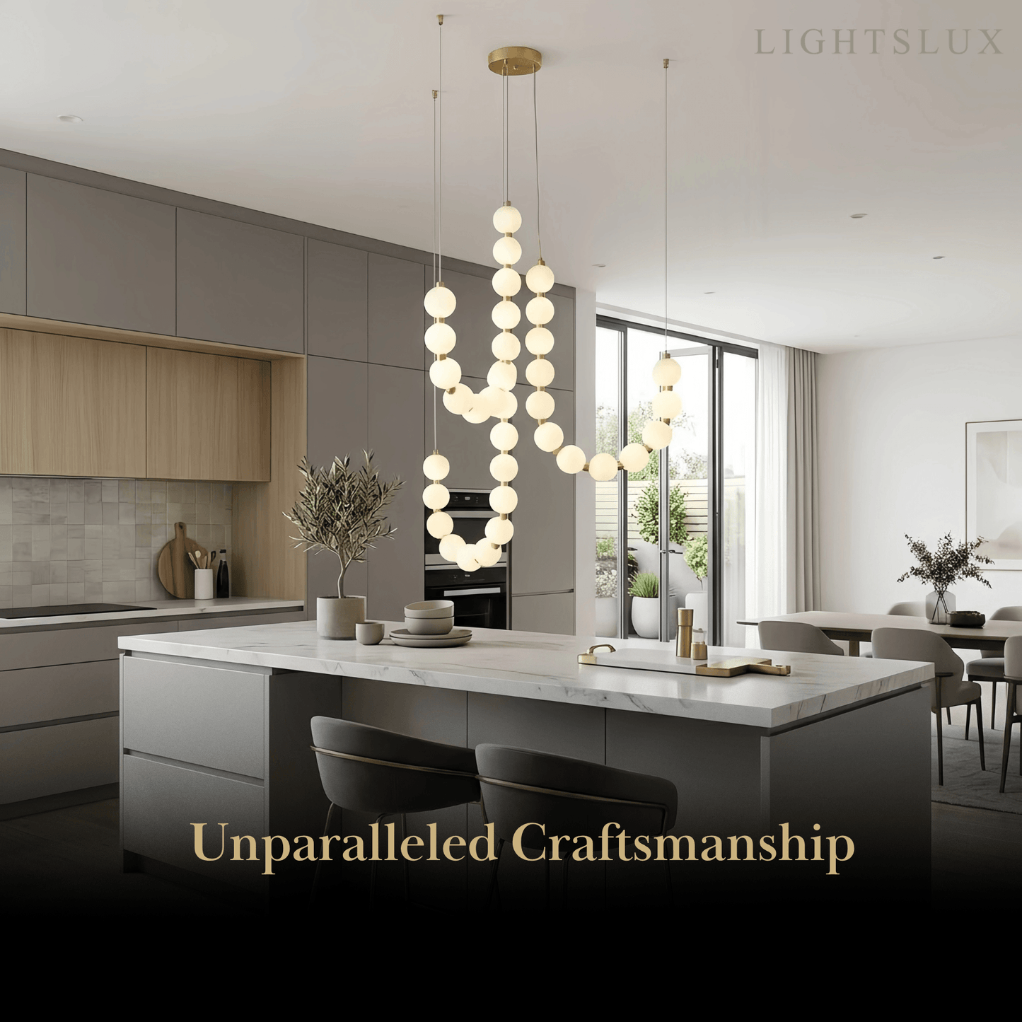 Elegant Chandelier — Brass & Acrylic White&Brass
