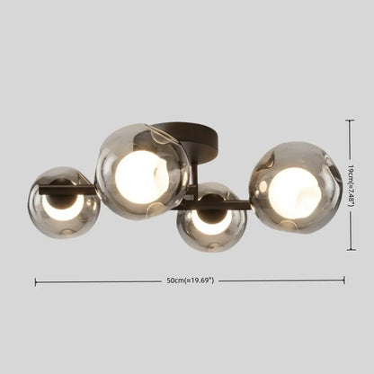 Modern Semi-Flush Mount Ceiling Light — Steel & Glass Smoke Greyc4