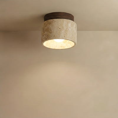  Ceiling Light — Travertine & Wood for Hallway