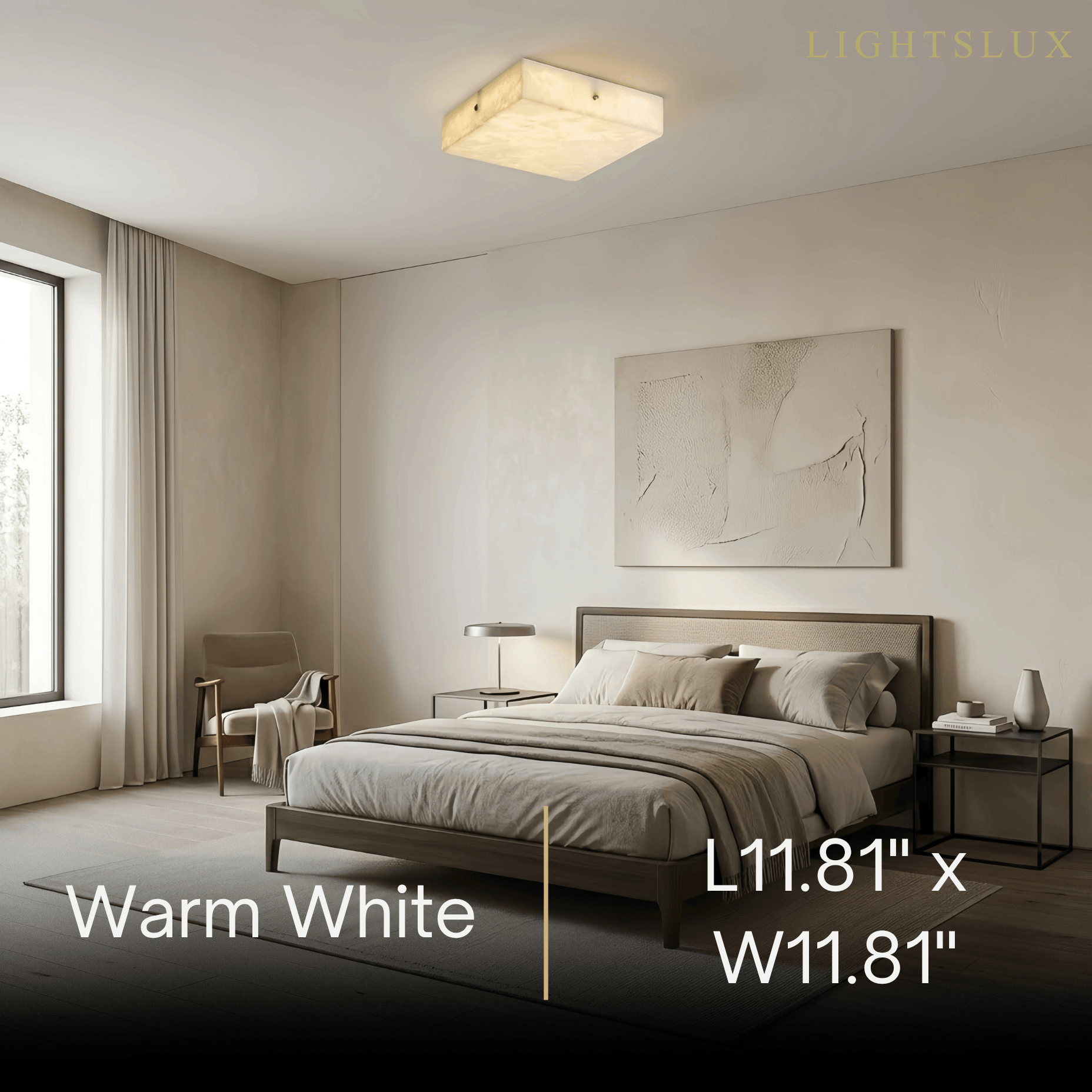 Minimalist Flush Mount Ceiling Light — Brass & Marble White